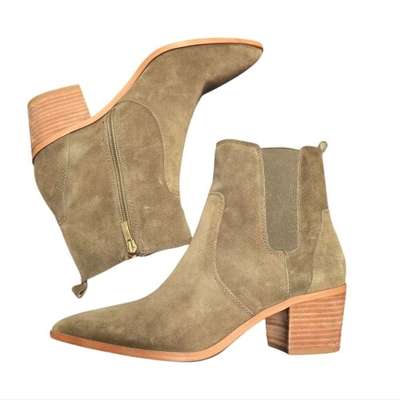 Franco Sarto Women's Sienne‎ Green Suede Pointed Toe Ankle Boots Size 8.5 - Picture 1 of 7